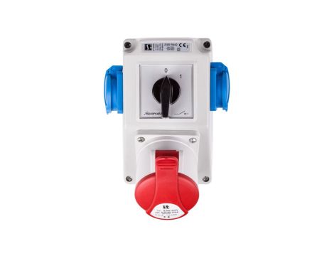 Zestaw instalacyjny z gniazdem 32A 5P+2x2P+Z (0-1) czerwony ZI05R442