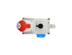 Zestaw instalacyjny z gniazdem 32A 5P+2P+Z (L-0-P) czerwony ZI05R461