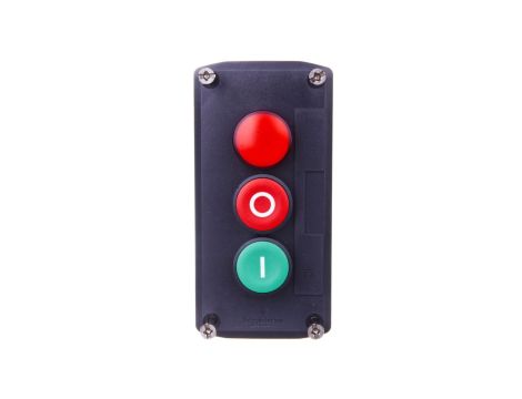 Kaseta sterownicza 3-otworowa I/O + lampka sygnalizacyjna czerwona 24V AC szara IP65 XALD363B