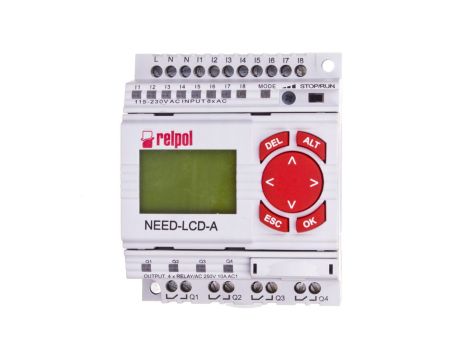 Przekaźnik programowalny 230V AC 8we, 4wy z wyświetlaczem i klawiaturą NEED-230AC-22-08-4R-D 859360