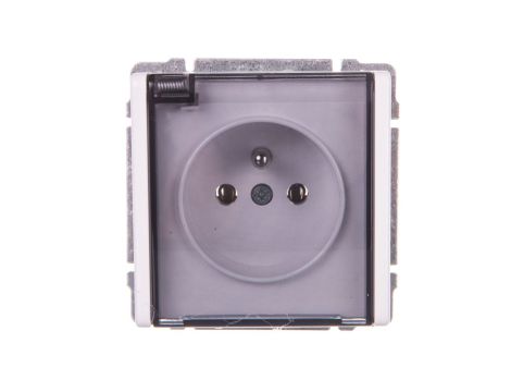 KOS66 Gniazdo bryzgoszczelne z/u IP44 z przesłonami klapka dymna białe 660440