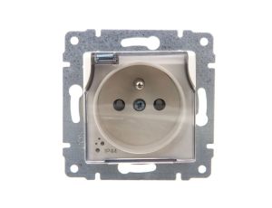 VENA Gniazdo bryzgoszczelne z/u IP44 z przesłonami klapka transparentna krem 510339