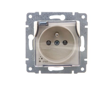 VENA Gniazdo bryzgoszczelne z/u IP44 z przesłonami klapka transparentna krem 510339