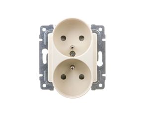 VENA Gniazdo podwójne z/u z przesłonami krem 510347