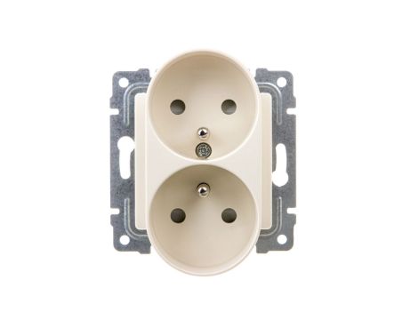 VENA Gniazdo podwójne z/u z przesłonami krem 510347