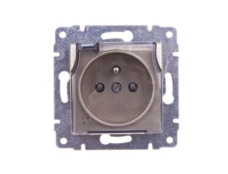 VENA Gniazdo bryzgoszczelne z/u IP44 z przesłonami klapka transparentna satyna 515039