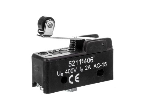 Wyłącznik krańcowy miniaturowy 1CO z rolką wzdłuż dźwigni W0-5211-406