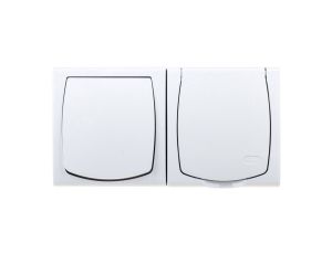 MADERA Łącznik hermetyczny pojedynczy + gniazdo hermetyczne pojedyncze z/u z klapką biały ZH-NŁ1G/00/w