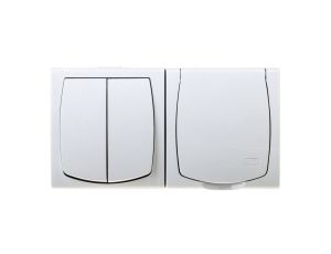 MADERA Łącznik hermetyczny świecznikowy + gniazdo hermetyczne pojedyncze z/u z klapką biały ZH-NŁ2G/00/w