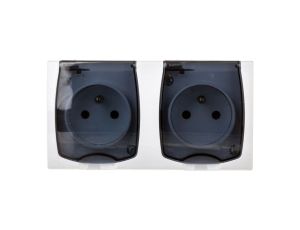 MADERA Gniazdo hermetyczne podwójne z/u IP44 klapka przezroczysta białe GNH-2NZ/00/d