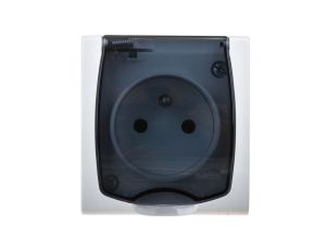 MADERA Gniazdo hermetyczne pojedyncze z/u IP44 klapka przezroczysta biała GNH-1NZ/00/d