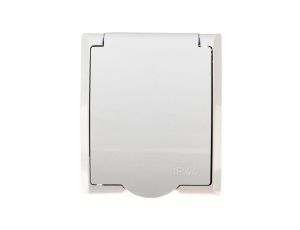 FALA Gniazdo hermetyczne pojedyncze z/u IP44 klapka biała GNH-1HZ/00/w