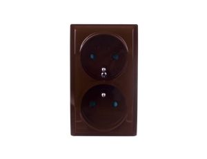 BIS Gniazdo podwójne z/u z przesłonami brązowe GN-2BZP/24