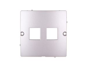 Simon Basic Pokrywa gniazda teleinformatycznego podwójnego 2xRJ Keystone płaska satyna metal