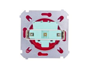 Simon Basic Gniazdo bryzgoszczelne z/u IP44 z przesłoną torów i klapką czerwone BMGZ1Bz.01/22a