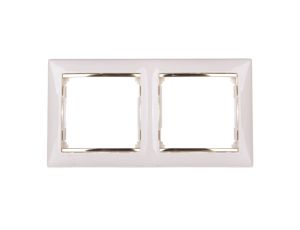 VALENA Ramka podwójna pozioma krem/złoto 774152