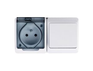 Hermes Łącznik schodowy + gniazdo z/u IP44 GNT 0327-11