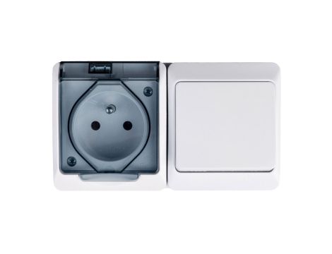 Hermes Łącznik schodowy + gniazdo z/u IP44 GNT 0327-11