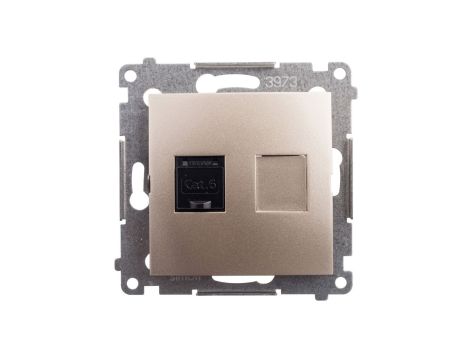 Simon 54 Gniazdo komputerowe pojedyncze RJ45 kat.6 z przesłoną złoty mat D61.01/44