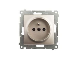 Simon 54 Gniazdo pojedyncze z/u 16A z przesłoną torów złoty mat DGZ1Z.01/44