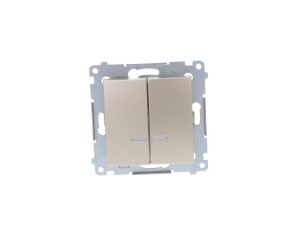 Simon 54 Łącznik bryzgoszczelny świecznikowy IP44 z podświetleniem, szybkozłącza, złoty mat DW5BL.01/44