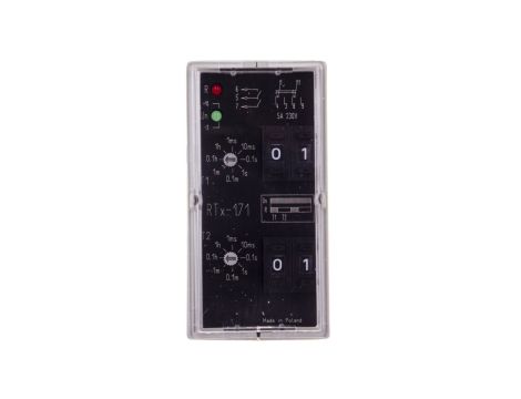 Przekaźnik czasowy 2P 5A 0,001sek-99h 220-230V AC/DC praca cykliczna,(start od załączenia na nastawiony czas) RTX-171 220/230