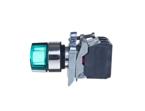 Przełącznik 2 położeniowy pokrętło 22mm zielony 1Z 1R z samopowrotem XB4BK123B5