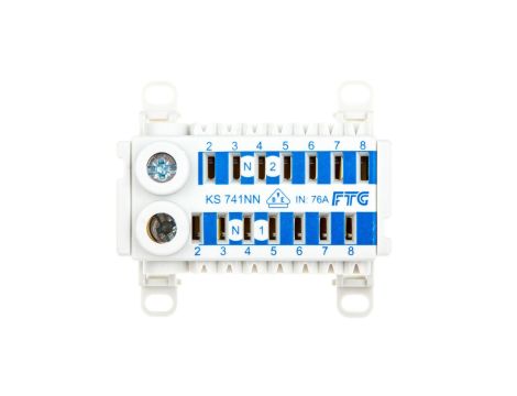 Blok rozdzielczy CU ECB 2-polowy 2x25mm2 , 2x (7x4mm2) niebieski KS741NN