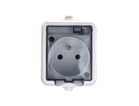 HYDRO Gniazdo hermetyczne pojedyncze z/u IP44 z klapką dymną białe 121432