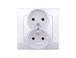 KARO Gniazdo podwójne z/u srebrny perłowy GP-2SZ/43