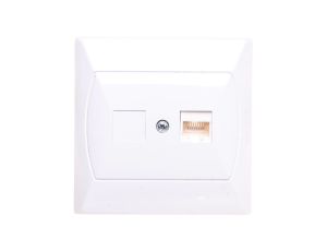 AKCENT Gniazdo komputerowe pojedyncze RJ45 kat.5e FOREX białe GPK-1A/F/00
