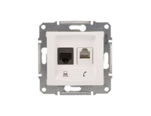 Sedna Gniazdo teleinformatyczne RJ11 RJ45 kat.5e UTP białe SDN5100121