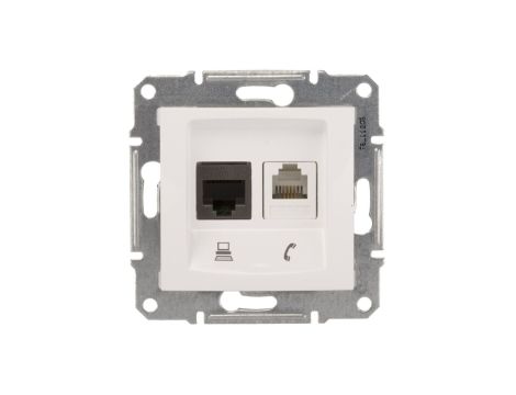 Sedna Gniazdo teleinformatyczne RJ11 RJ45 kat.5e UTP białe SDN5100121