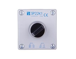 Kaseta sterownicza 1-otworowa pokrętło dwupołożeniowe IP65 przepust PG-G20W01 szara SP22K1\06-2