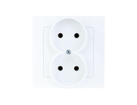 AS Gniazdo podwójne b/u białe GP-2G/00