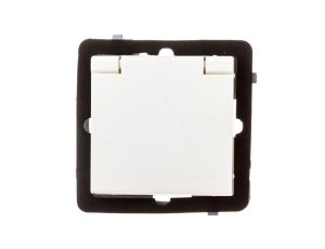 SONATA Gniazdo bryzgoszczelne z/u IP44 klapka ecru GPH-1RZ/m/27/w