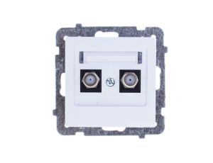 AS Gniazdo antenowe podwójne typu F białe GPA-2GF/m/00