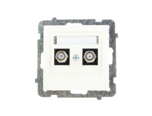 AS Gniazdo antenowe podwójne typu F ecru GPA-2GF/m/27