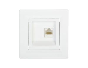Gniazdo komputerowe Asfora pojedyncze RJ45 kat.5e białe z ramką EPH4300121
