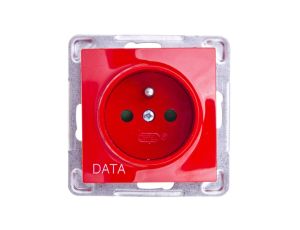 IMPRESJA Gniazdo pojedyncze z/u DATA z przesłonami czerwone GP-1YZDP/m/00