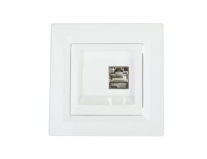 Gniazdo komputerowe Asfora pojedyncze RJ45 kat.5e ekranowane białe z ramką EPH5000121