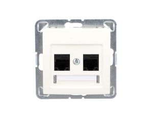 IMPRESJA Gniazdo komputerowe podwójne RJ45 kat.5e MMC ecrue GPK-2Y/K/m/27