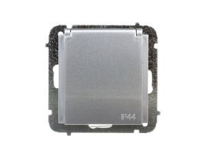 Sentia Gniazdo bryzgoszczelne z/u IP44 z przesłonami srebrny połysk 1436-56