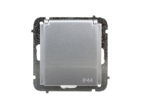 Sentia Gniazdo bryzgoszczelne z/u IP44 z przesłonami srebrny połysk 1436-56