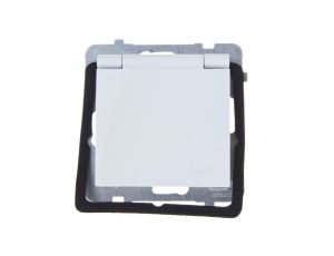 AS Gniazdo bryzgoszczelne z/u IP44 klapka biała GPH-1GZ/m/00/w