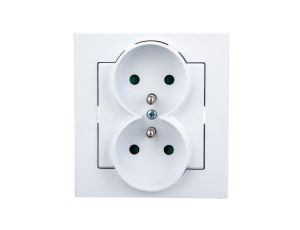 SONATA Gniazdo podwójne z/u z przesłonami białe GP-2RZP/00