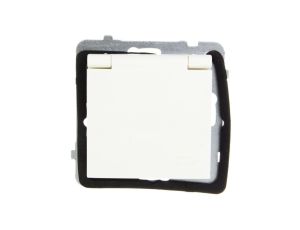 AS Gniazdo bryzgoszczelne z/u IP44 klapka ecru GPH-1GZ/m/27/w