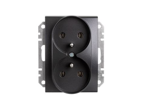 SEDNA Gniazdo podwójne z/u 16A 250V z przesłonami grafitowe SDN2800970