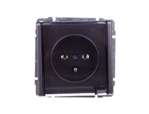 KOS66 Gniazdo bryzgoszczelne z/u IP44 z przesłonami klapka dymna grafit 666040