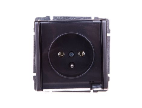 KOS66 Gniazdo bryzgoszczelne z/u IP44 z przesłonami klapka dymna grafit 666040